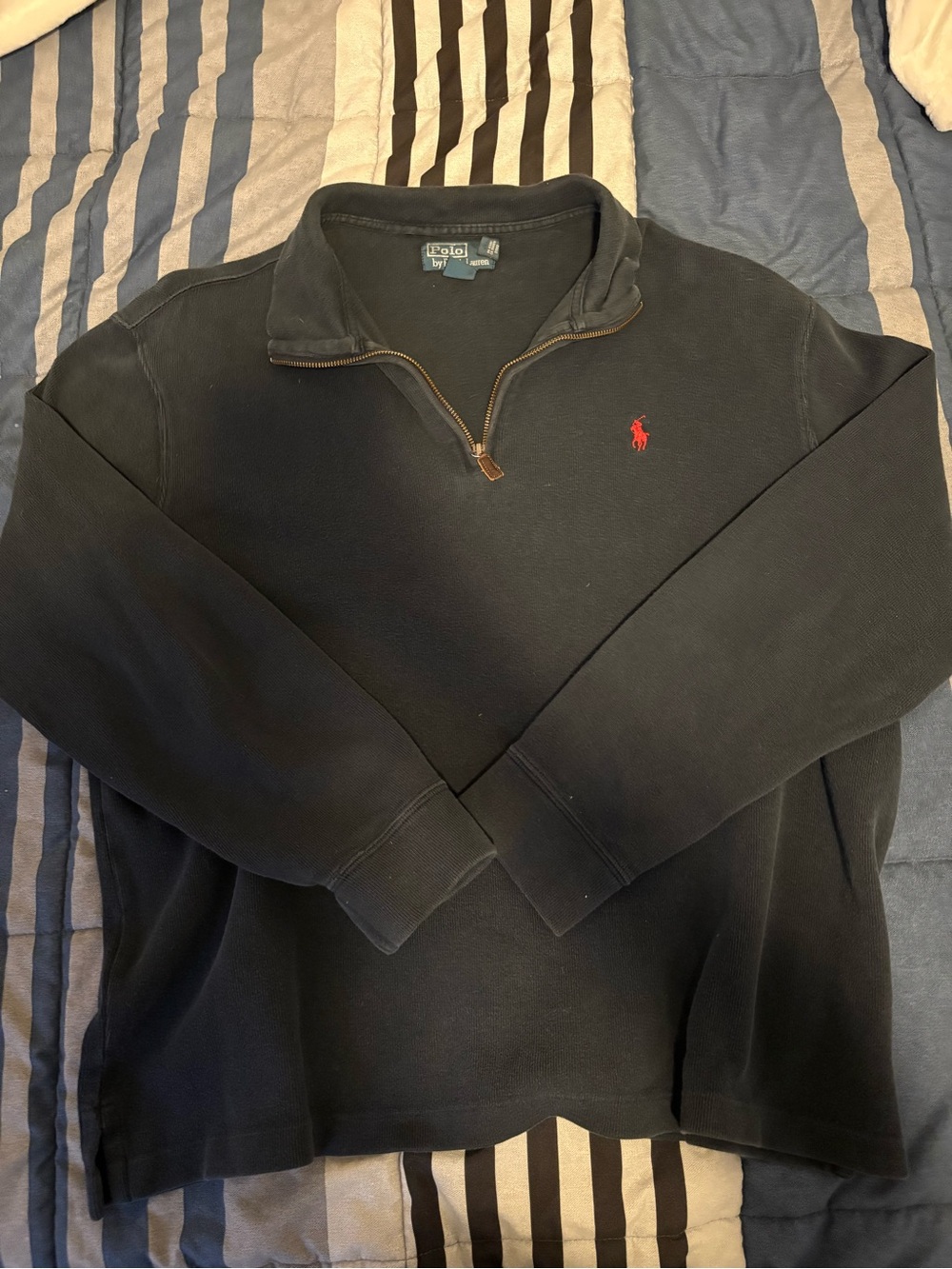 Polo by Ralph Lauren Black Quarter-Zip Pullover with Red Pony